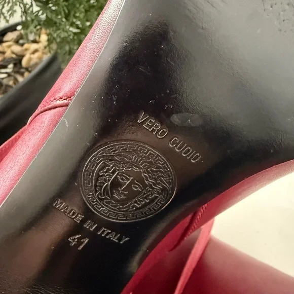 Versace Red Heeled Boots - Picture 9 of 10